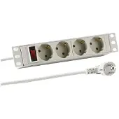 EFB Elektronik EFB EK631DE.11GR 10? 1HE Steckdosenleiste 4 x CEE 7/3 mit Schalter, im Aluprofil, grau EK631DE11GR