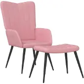 vidaXL Relaxsessel mit Hocker Rosa Samt