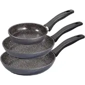 Stoneline Pfanne 3er-Set 6882 Braten, Durchmesser 16/20/24 cm, Für Induktionskochfeld geeignet, Fester Griff, Grau