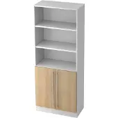 Hjh OFFICE PRO SIGNA G 7700 RE - 5 OH Weiß/Eiche Schrank Relinggriff Kunststoff