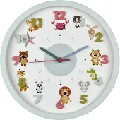 TFA-Dostmann Wanduhr Kinder Tiermotive Ø30,9cm hellblau
