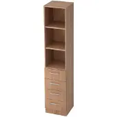 Hjh OFFICE PRO SIGNA G 7600 RE - Nussbaum 5 OH Schrank mit 4 Schüben Relinggriff Kunststoff