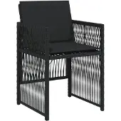 vidaXL 7-tlg. Garten-Essgruppe mit Kissen Schwarz Poly Rattan