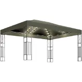 vidaXL Pavillon mit LED-Lichterkette 3x4 m Taupe Stoff