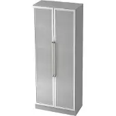Hjh OFFICE PRO SIGNA G 7100G CE - Grau/Silber 5 OH Schrank mit Milchglastüren Chromgriff Metall