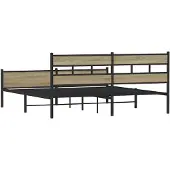vidaXL Metallbett ohne Matratze Sonoma-Eiche 180x200 cm