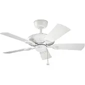 Kichler Deckenventilator Kevlar 42 IP44, weiß, Ø 107 cm, weiß / opal, für Wohn- / Esszimmer, Kunststoff