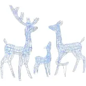 vidaXL LED-Rentier-Familie Weihnachtsdeko Acryl 300 LED Blau