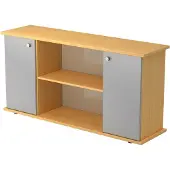 Hjh OFFICE PRO KAPA SB | Sideboard | mit Türen - Buche/Silber mit Knauf Sideboard