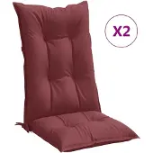 vidaXL Hochlehner-Auflagen 2 Stk. Melange Weinrot 120x50x7 cm Stoff