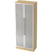 Hjh OFFICE PRO SIGNA G 7100G RE - Ahorn/Silber 5 OH Schrank mit Milchglastüren Relinggriff Kunststoff