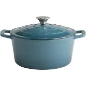 Assheuer & Pott APS 88313 Kochtopf mit Deckel 5 STARS, Schmortopf Gusseisen, induktionsgeeignet, ofenfest, inkl. Deckelhalter, Ø 25 cm, 4 Liter, türkis