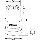 Ks Tools 3/8" 12-kant-Kraft-Stecknuss, kurz