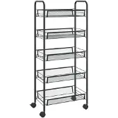 vidaXL Küchenwagen 5 Etagen Schwarz 46x26x105 cm Eisen