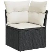 vidaXL 6-tlg. Garten-Sofagarnitur mit Kissen Schwarz Poly Rattan
