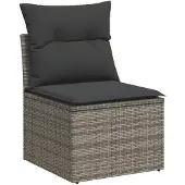 vidaXL 10-tlg. Garten-Sofagarnitur mit Kissen Grau Poly Rattan