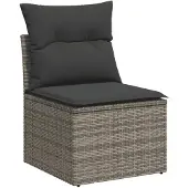 vidaXL 6-tlg. Garten-Sofagarnitur mit Kissen Grau Poly Rattan