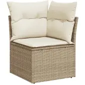 vidaXL 4-tlg. Garten-Sofagarnitur mit Kissen Beige Poly Rattan