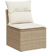 vidaXL 5-tlg. Garten-Sofagarnitur mit Kissen Beige Poly Rattan