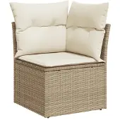 vidaXL 5-tlg. Garten-Sofagarnitur mit Kissen Beige Poly Rattan