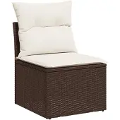 vidaXL 9-tlg. Garten-Sofagarnitur mit Kissen Braun Poly Rattan