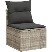 vidaXL 6-tlg. Garten-Sofagarnitur mit Kissen Hellgrau Poly Rattan