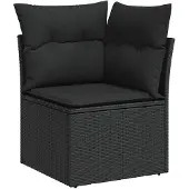 vidaXL 9-tlg. Garten-Sofagarnitur mit Kissen Schwarz Poly Rattan