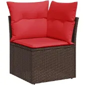 vidaXL 9-teiliges Gartensofa-Set mit Kissen, braun, Polyrattan