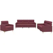 vidaXL 3-tlg. Sofagarnitur mit Kissen Weinrot Stoff