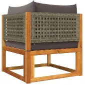 vidaXL Gartensofas-Ecke mit Kissen 2 Stk. Holz Akazie & Rattan
