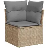 vidaXL 10-tlg. Garten-Sofagarnitur mit Kissen Beige Poly Rattan