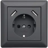 LEDmaxx 2xUSBSchutzkontaktsteckdose20mAanthrazit