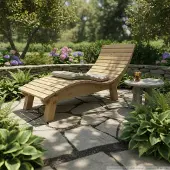 TUGA-Holztech Holzliege Wellenliege Gartenliege Relaxliege "Liege-Franzi" (Lärche) Breite 70cm Einstiegshöhe 40cm mit Füßen