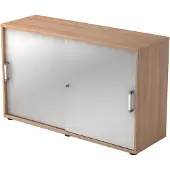 Hjh OFFICE PRO BETA 1752S - Nussbaum/Silber 2 OH Schiebetürenschrank Chromgriff Metall