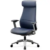 Jan Nowak Bürostuhl Schreibtischstuhl Ergonomisch Drehstuhl Leder-Chefsessel COMMAND blau