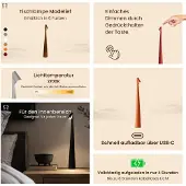 Luxus Europe - Tischlampe Touch Madelief Grau - Kabellose LED-Tischlampe für den Innenbereich – USB-C wiederaufladbar