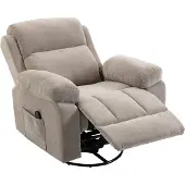 Novzep Relaxsessel Fernsehsessel 360° Drehbarer Massagesessel mit Wärme, Massage, Chenille-Optik, Beige