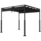 FIVMEN Pergola 3x3 m Terrassenüberdachung Wasserdicht Stabil Gartenpavillon Verstellbarer Sonnenschutz Schwarz