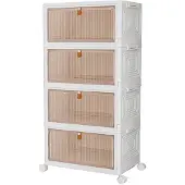 Merkloos Set aus 4 stapelbaren Aufbewahrungsboxen mit Deckel und Rollen