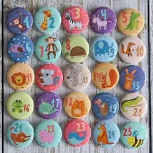 Sonstiges Adventskalender Zahlen Buttons Anstecknadeln 1-25 Metall 32 mm