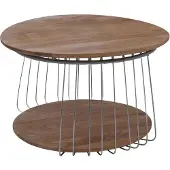 Mendler MCA Couchtisch MCW-P60, Beistelltisch Kaffeetisch Loungetisch, Metall MDF rund Ø 70cm braun