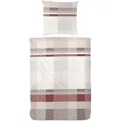 Enrico Coss Edelflanell Bettwäsche Thyrin grau rot 155x220 cm + 80x80 cm