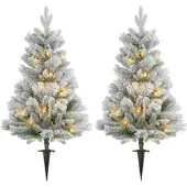 HOMCOM 90 cm 2er-Set Künstliche Weihnachtsbäume mit 100 LED-Lichten