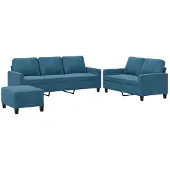 vidaXL 3-tlg. Sofagarnitur mit Kissen Blau Samt
