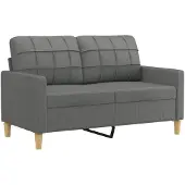 vidaXL 2-tlg. Sofagarnitur mit Kissen Dunkelgrau Stoff