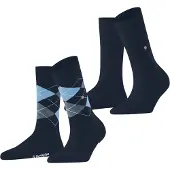 Burlington Socken "Everyday Mix", Damen, Gr. 36-41, blau (plum), Baumwollmischung, Argyle-Muster, normal, Socken Socken, Einheitsgröße 36-41, unifarben und Argyle-Muster