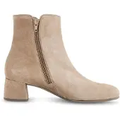 Gabor Damen Stiefeletten 8036 aus beigem Velourleder mit 4cm Blockabsatz und runder Spitze