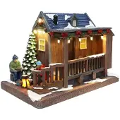 Santaville Wohnwagen mit LED Polyresin 22 cm (multi)