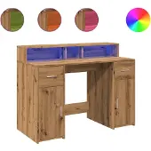vidaXL LED-Schreibtisch Artisan-Eiche 120x55x91 cm Holzwerkstoff