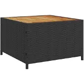 vidaXL Gartensofa in L-Form mit Tisch und Kissen Schwarz Poly Rattan
